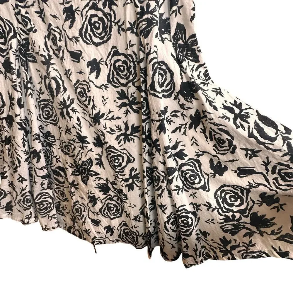 ModaPosa Womens XS Black White Floral Sleeveless Swing Dress Lace Up Back‎ Lined - Picture 5 of 16